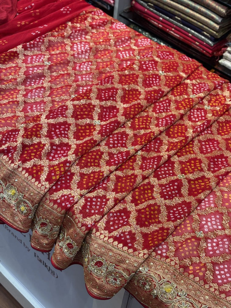 Georgette Bandhani Embroidery (AT72)