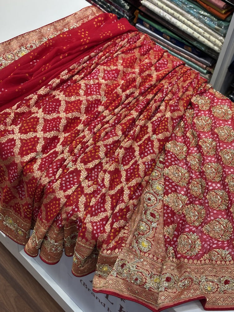 Georgette Bandhani Embroidery (AT72)