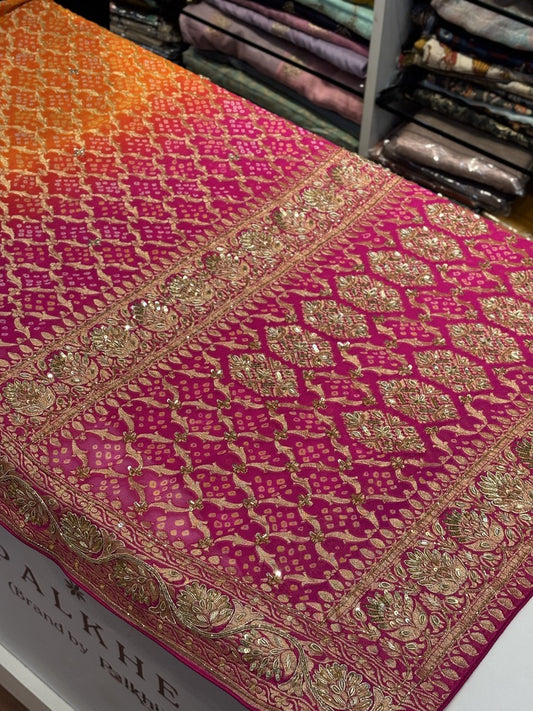 Georgette Shaded Bandhani Embroidery (BC08)